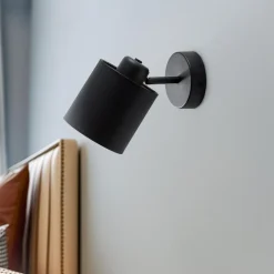 Væglampe Suerte, sort / guld, 1 lyskilde, tekstil, stål