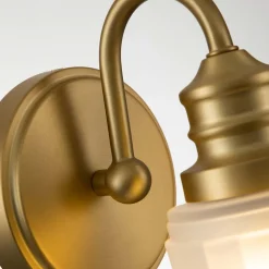 Væglampe Swell IP44, 1-lys, børstet messing