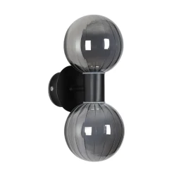 Væglampe til badeværelset Lumisphere, sort/røggrå Højde 28 cm 2 lyskilder
