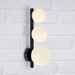 Væglampe til badeværelset Puro sort 3 lyskilder glas