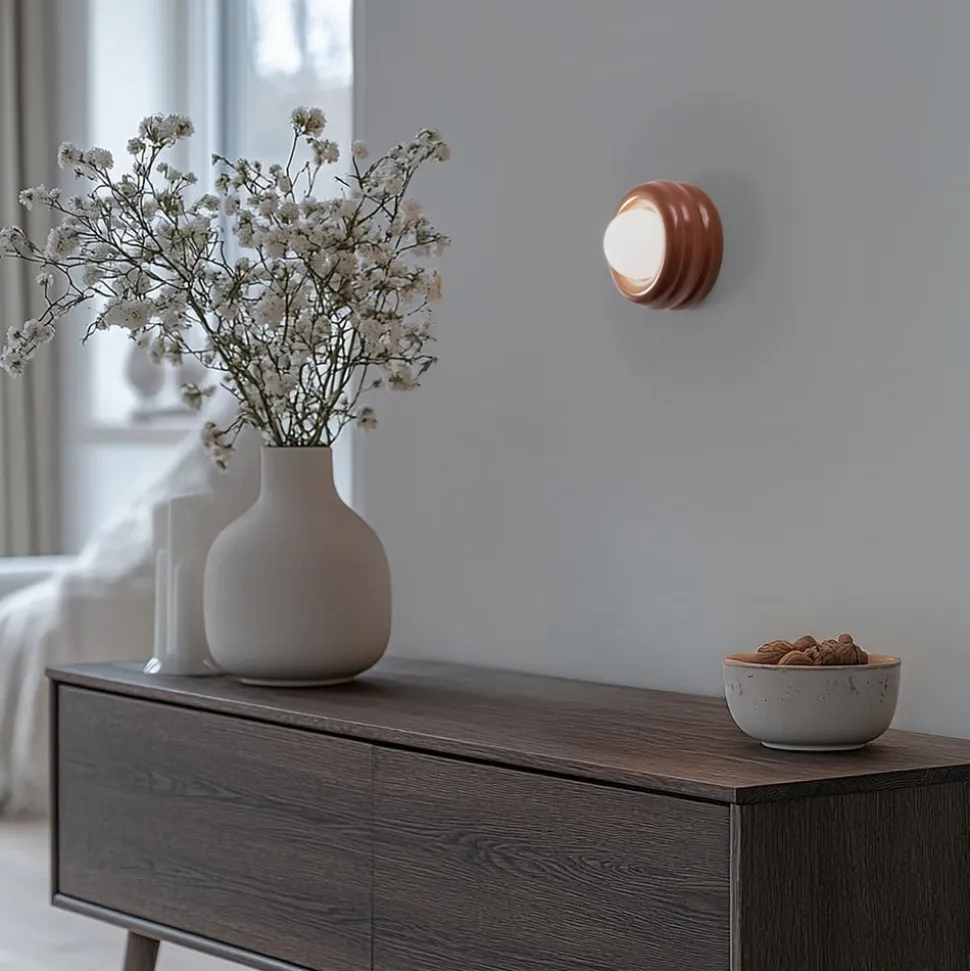 Væglampe Tina, terrakotta/opal, glas, Ø 19 cm