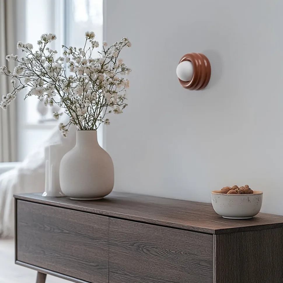 Væglampe Tina, terrakotta/opal, glas, Ø 19 cm