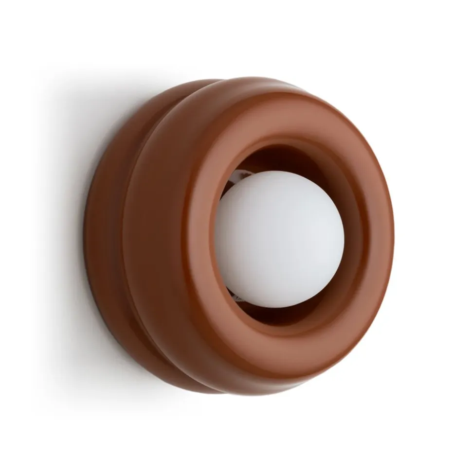 Væglampe Tina, terrakotta/opal, glas, Ø 19 cm