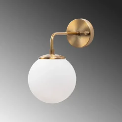 Væglampe Viran, antik guld, glas, højde 25 cm, E14