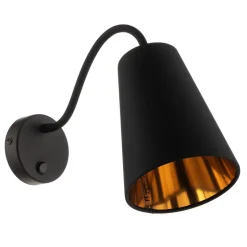 Væglampe Wire, sort/guld