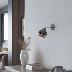 Væglampe Yildo 6901, sort/kobber, metal