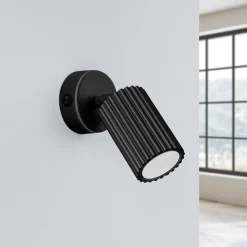 Vægspot carbon, sort, udspring 16 cm, kontakt, aluminium