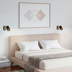 Vægspot Duta, udhæng 16 cm, sort/træfarvet, træ