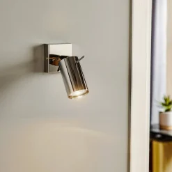 Vægspot Round, krom, 1 lyskilde