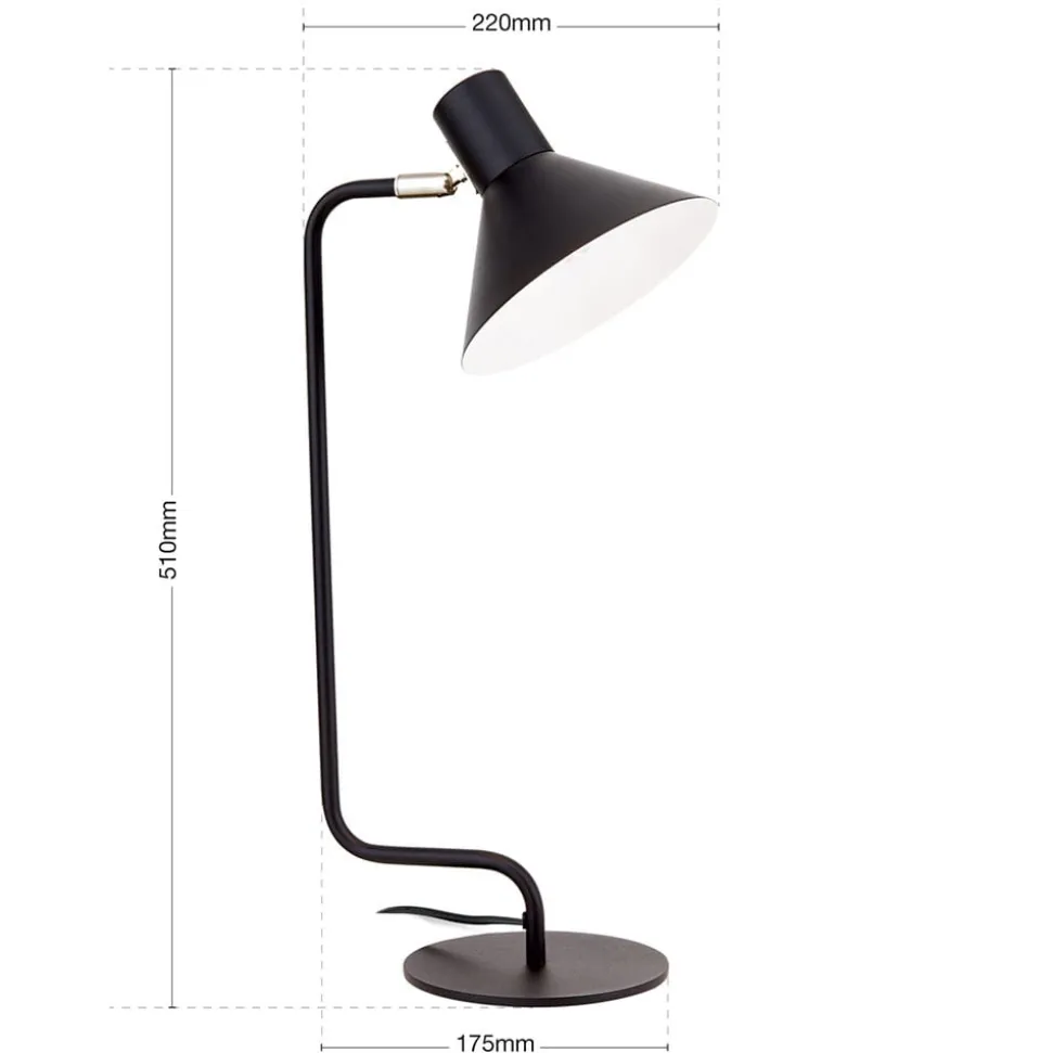 Viktoria skrivebordslampe, justerbart hoved, sort