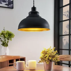 Vintage pendellampe Albertine, metal, sort