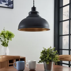 Vintage pendellampe Albertine, metal, sort