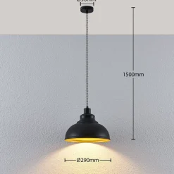 Vintage pendellampe Albertine, metal, sort