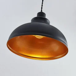 Vintage pendellampe Albertine, metal, sort