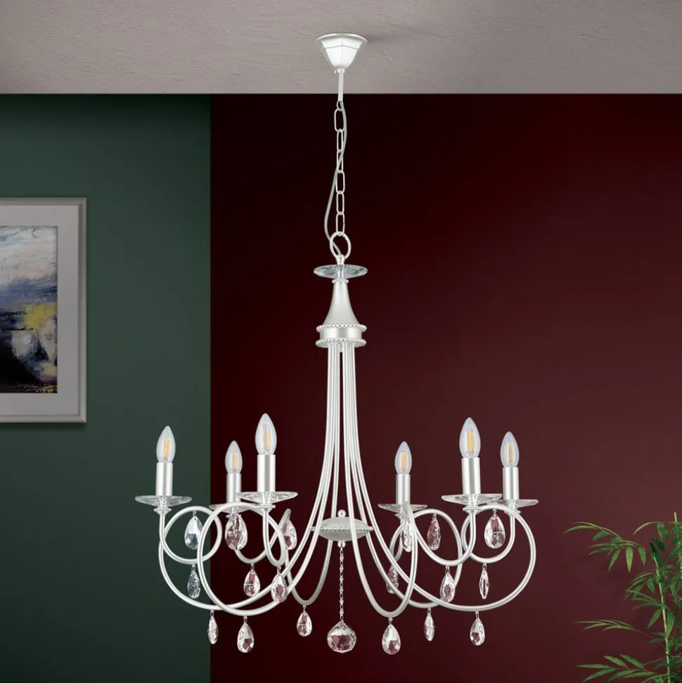 VIOLETTA lysekrone i sølv med seks lys