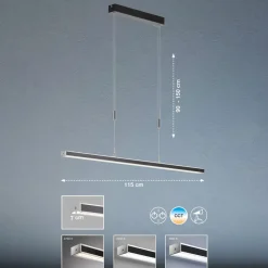 Vitan LED-pendel, sandsort, længde 115 cm, 2-lys, CCT