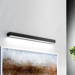 Vola LED-væglampe til badeværelset, IP44, sort, 4.000 K, bredde 80 cm