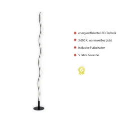 Wave LED-gulvlampe 3.000 K 120cm sort