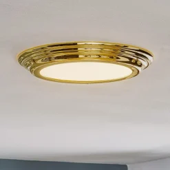 Welland IP44 LED-loftlampe, poleret messing