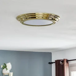 Welland IP44 LED-loftlampe, poleret messing