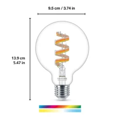 WiZ G95 LED-filamentpære globe WiFi E27 6,3 W RGBW