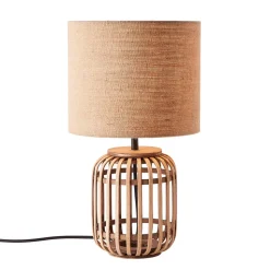 Woodrow bordlampe af bambus med stofskærm