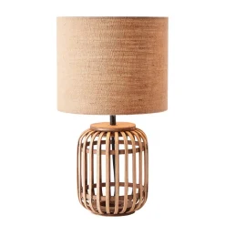 Woodrow bordlampe af bambus med stofskærm