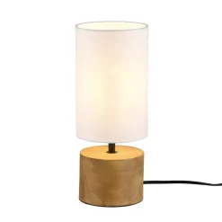 Woody bordlampe, træ/tekstil, cylinder, hvid