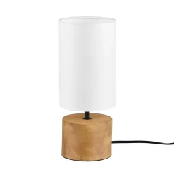 Woody bordlampe, træ/tekstil, cylinder, hvid
