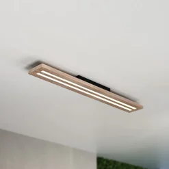 Woody LED-loftlampe, længde 80 cm, eg/sort, 3.000 K