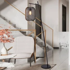 Wrington gulvlampe, højde 194 cm, sort, stål