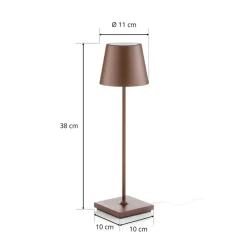Zafferano Poldina LED-bordlampe med genopladeligt batteri, mat, brun