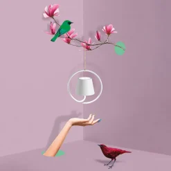 Zafferano Poldina LED-pendel med genopladeligt batteri, hvid